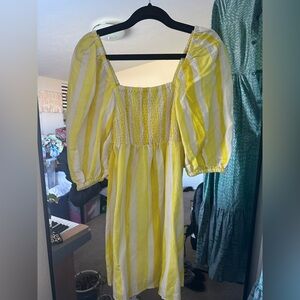 Tuckernuck Yellow and White Smocked Dress